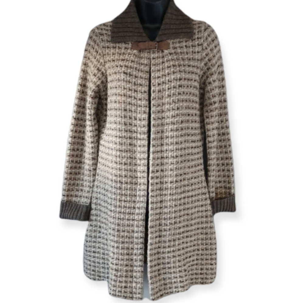 Chiramente Wool blend Brown Beige Sweater Jacket Size S Made in Italy